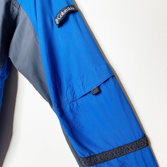 COLUMBIA Vintage‎ Blue Gray Packable Full Zip Windbreaker Jacket Large Mens VTG - Picture 7 of 14